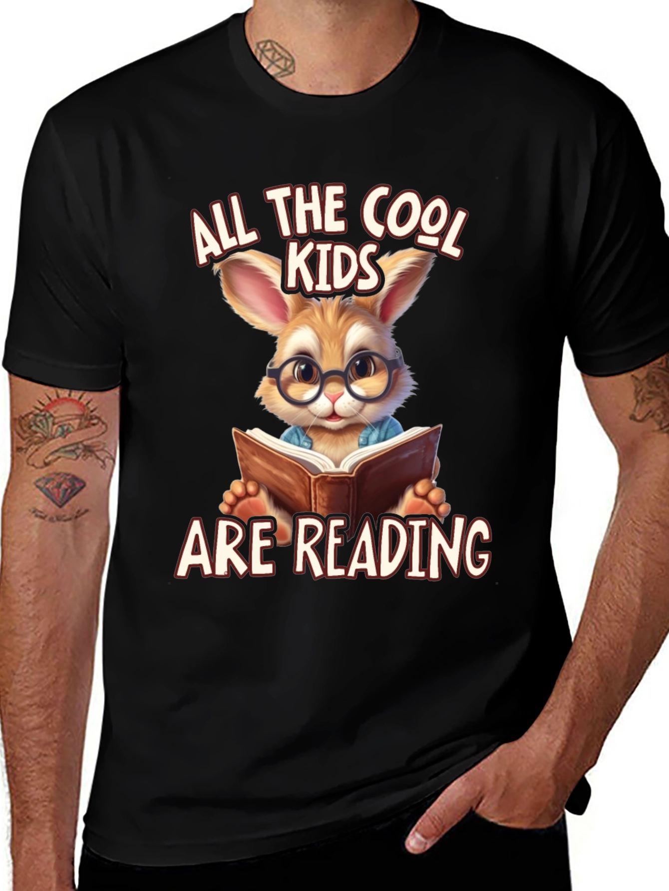 Variant 16 of Cool Kids Reading T-Shirt with Bunny