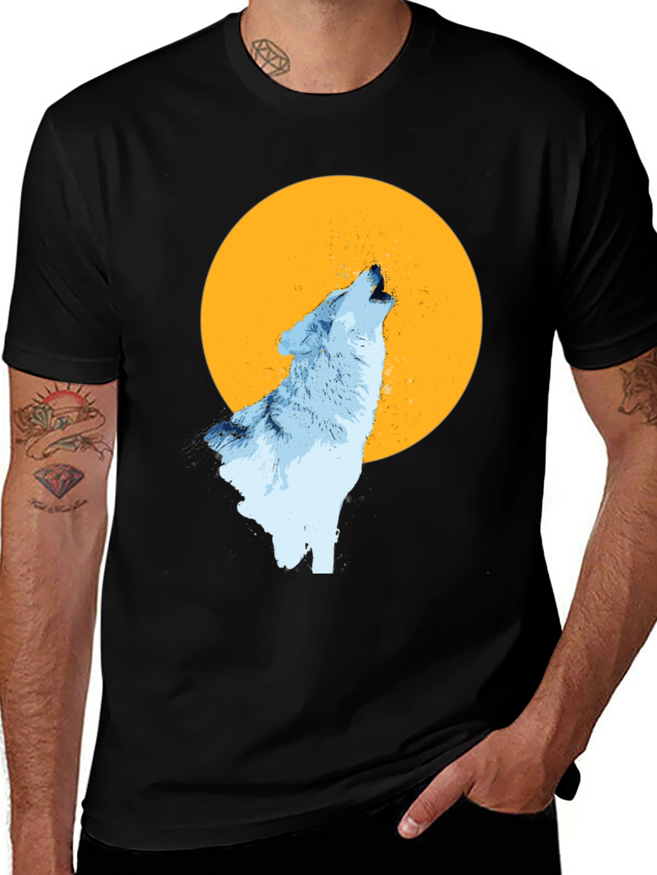 Variant 23 of Wolf Moon Graphic Tee - Black Cotton T-Shirt