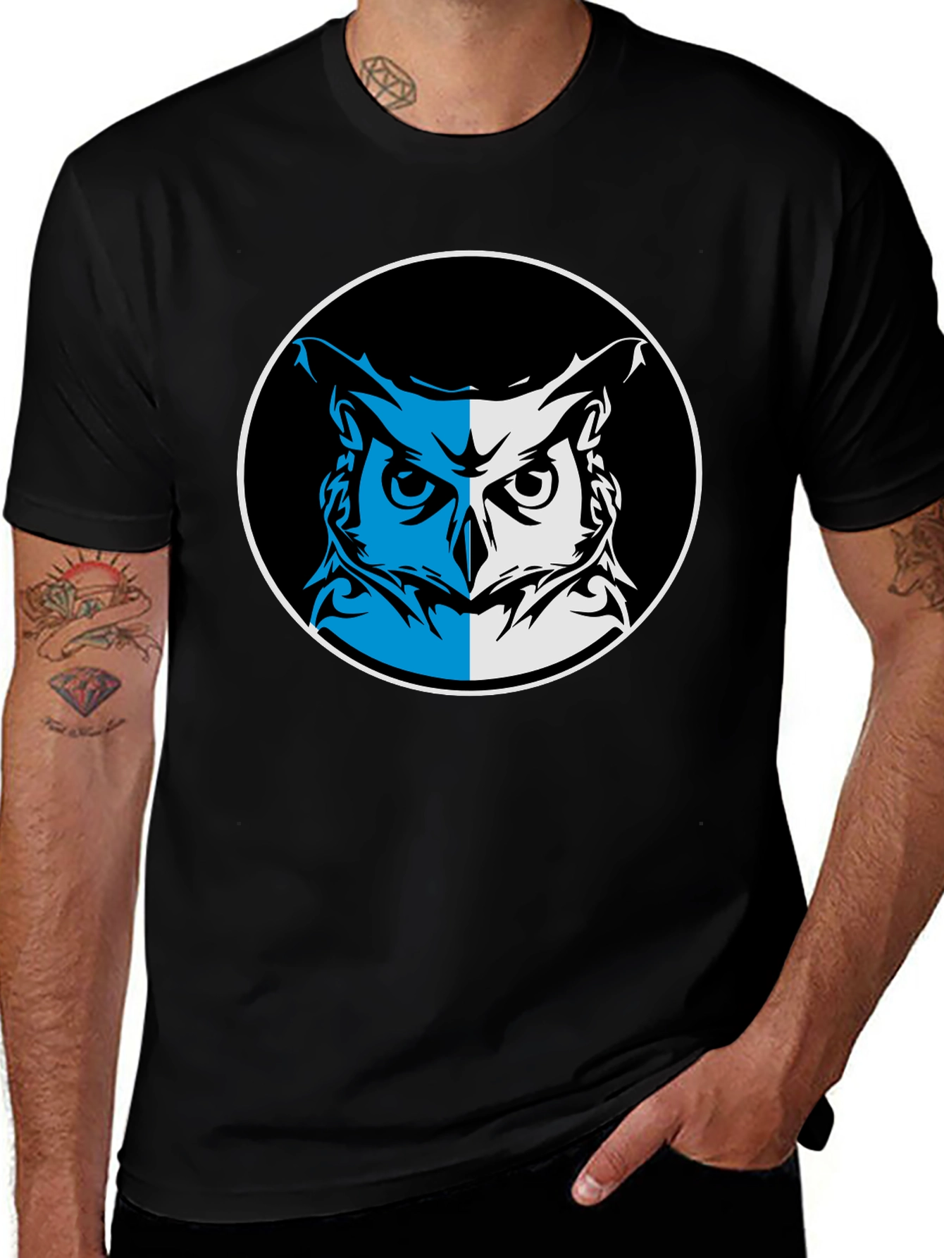 Variant 5 of Owl Graphic Black T-Shirt - Unique Design