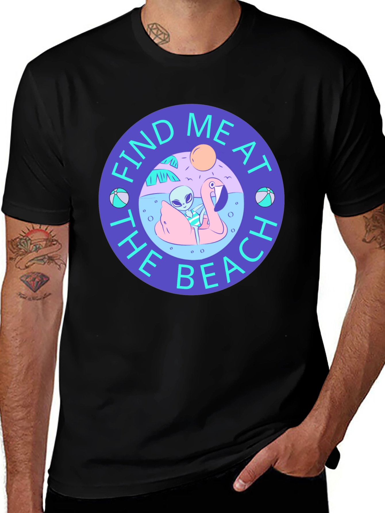 Variant 4 of Find Me At The Beach Alien Graphic T-Shirt