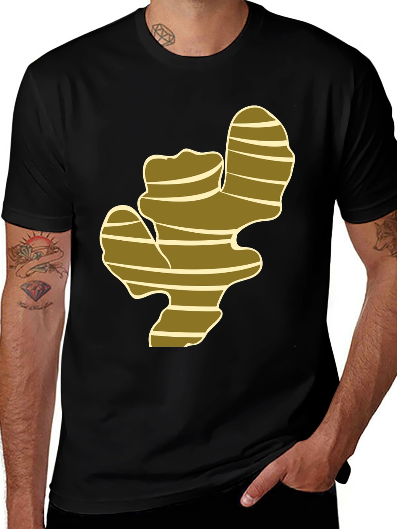 Black Ginger Root Graphic Print Black T-Shirt main image