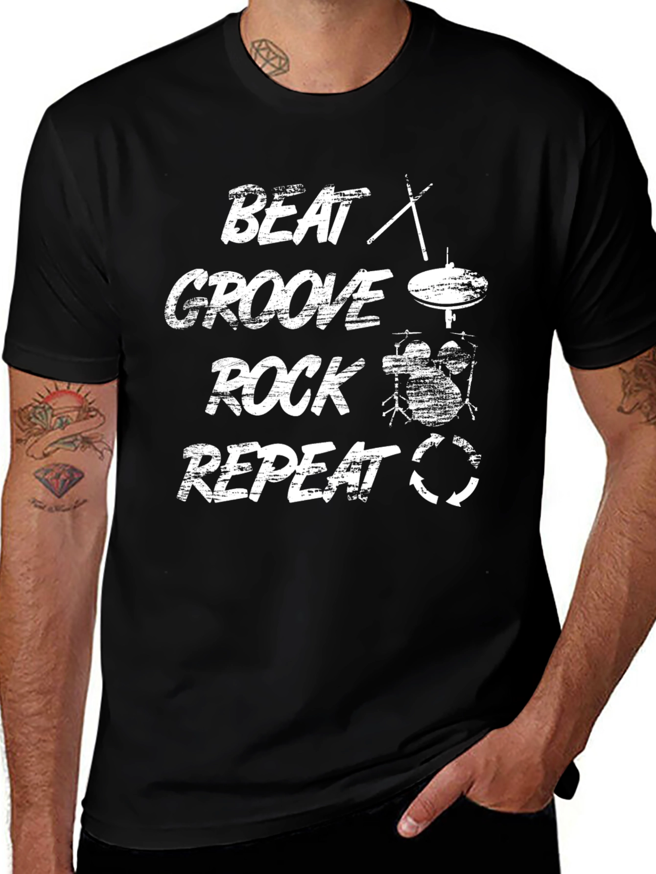 Beat Groove Rock Repeat Black T-Shirt