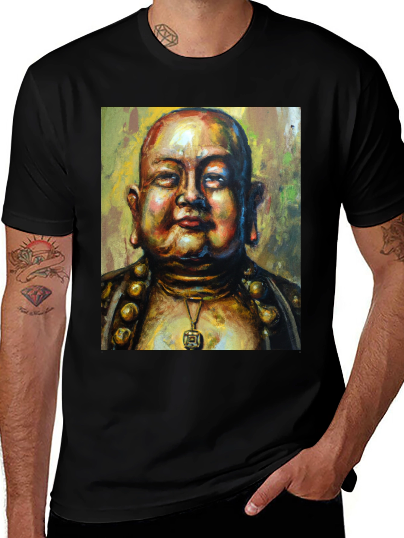 Variant 3 of Buddha Graphic Print Black T-Shirt
