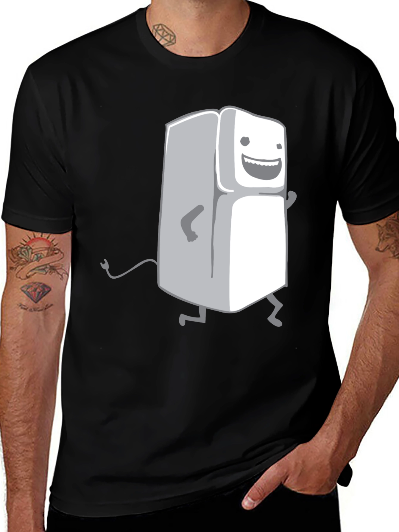 Variant 13 of Funny Refrigerator Graphic T-Shirt - Black