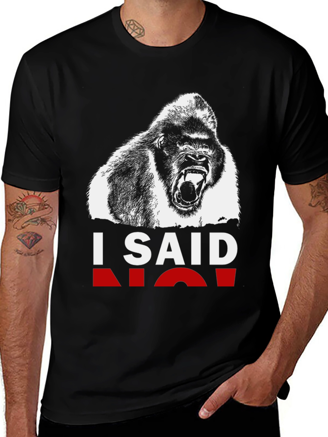 Variant 23 of I Said NO Gorilla Graphic Tee - Men's Black T-Shirt