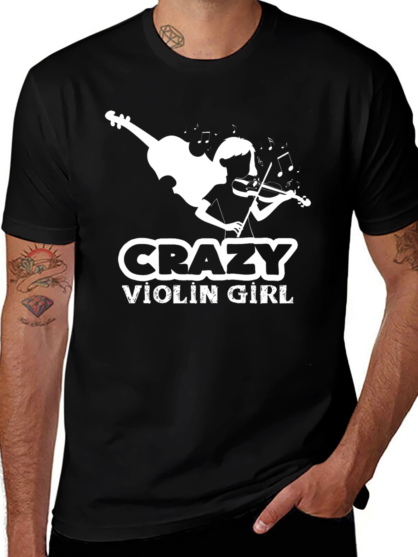 Variant 25 of Crazy Violin Girl Black T-Shirt