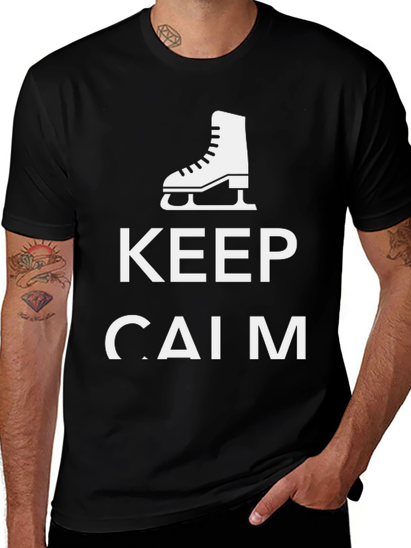 Keep Calm and Skate On Black T-Shirt