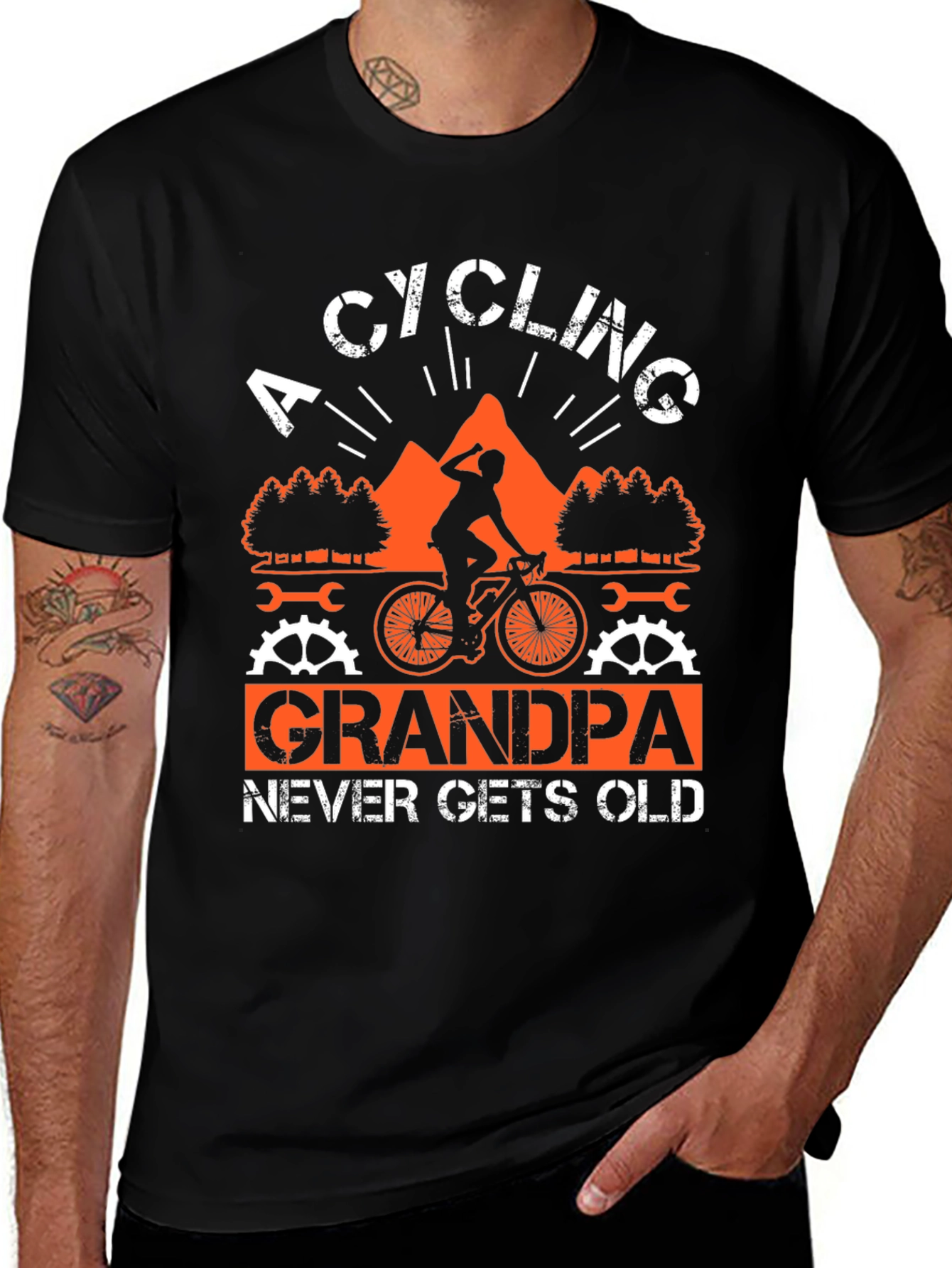 Variant 21 of Cycling Grandpa T-Shirt - Never Gets Old