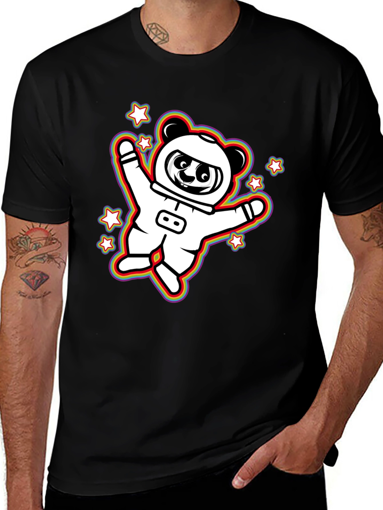 Variant 8 of Astronaut Panda Graphic Tee - Black