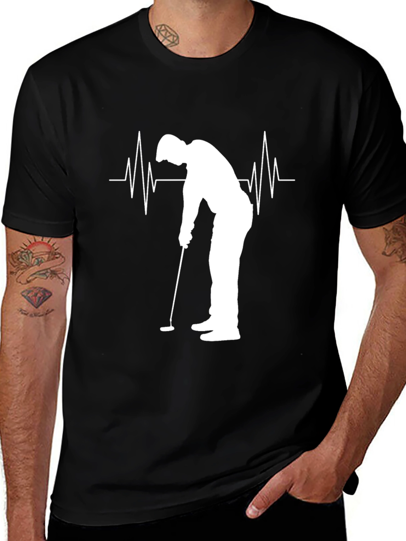 Variant 26 of Golf Heartbeat T-Shirt - Golfer Silhouette Tee
