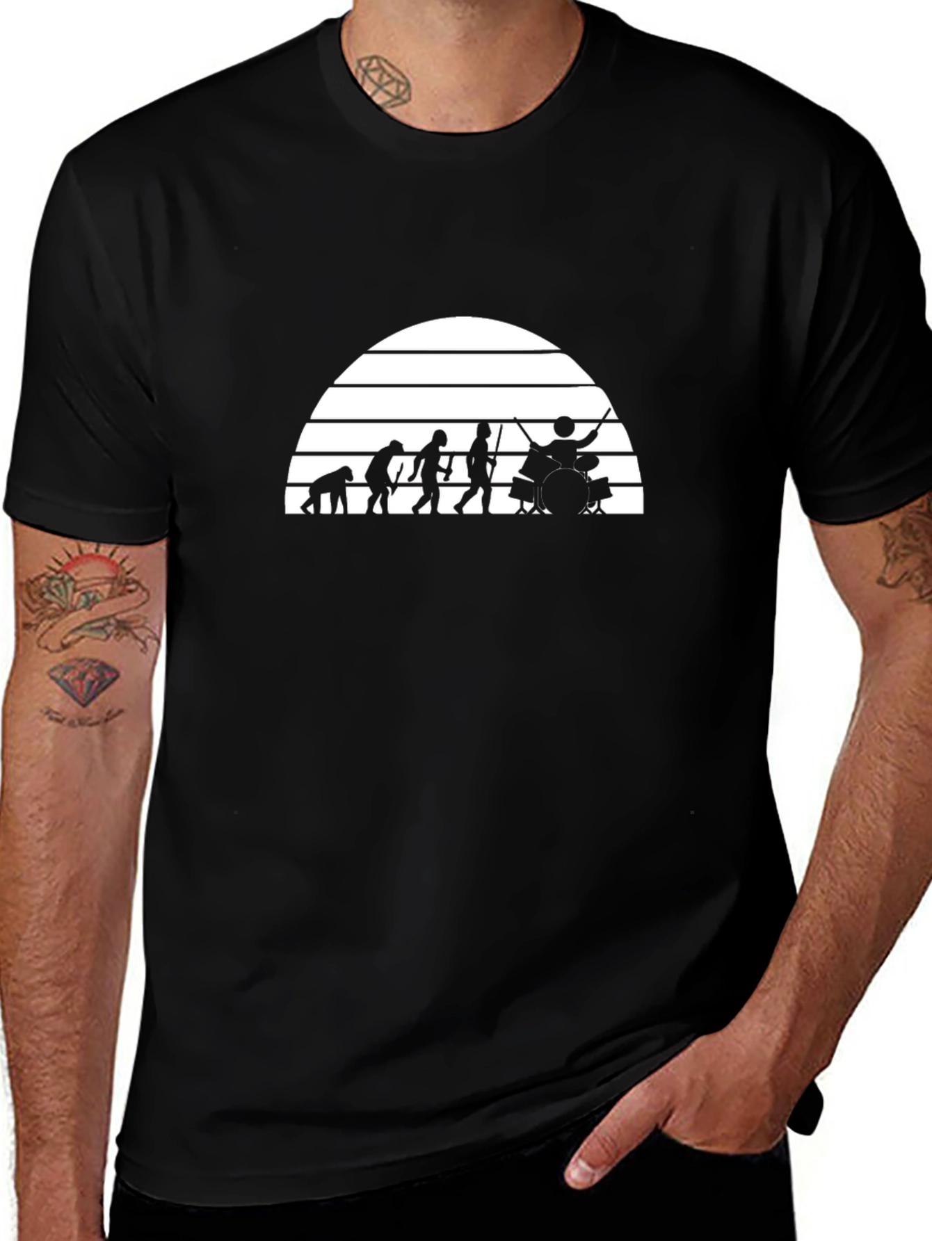 Variant 23 of Evolution of Drumming Black T-Shirt