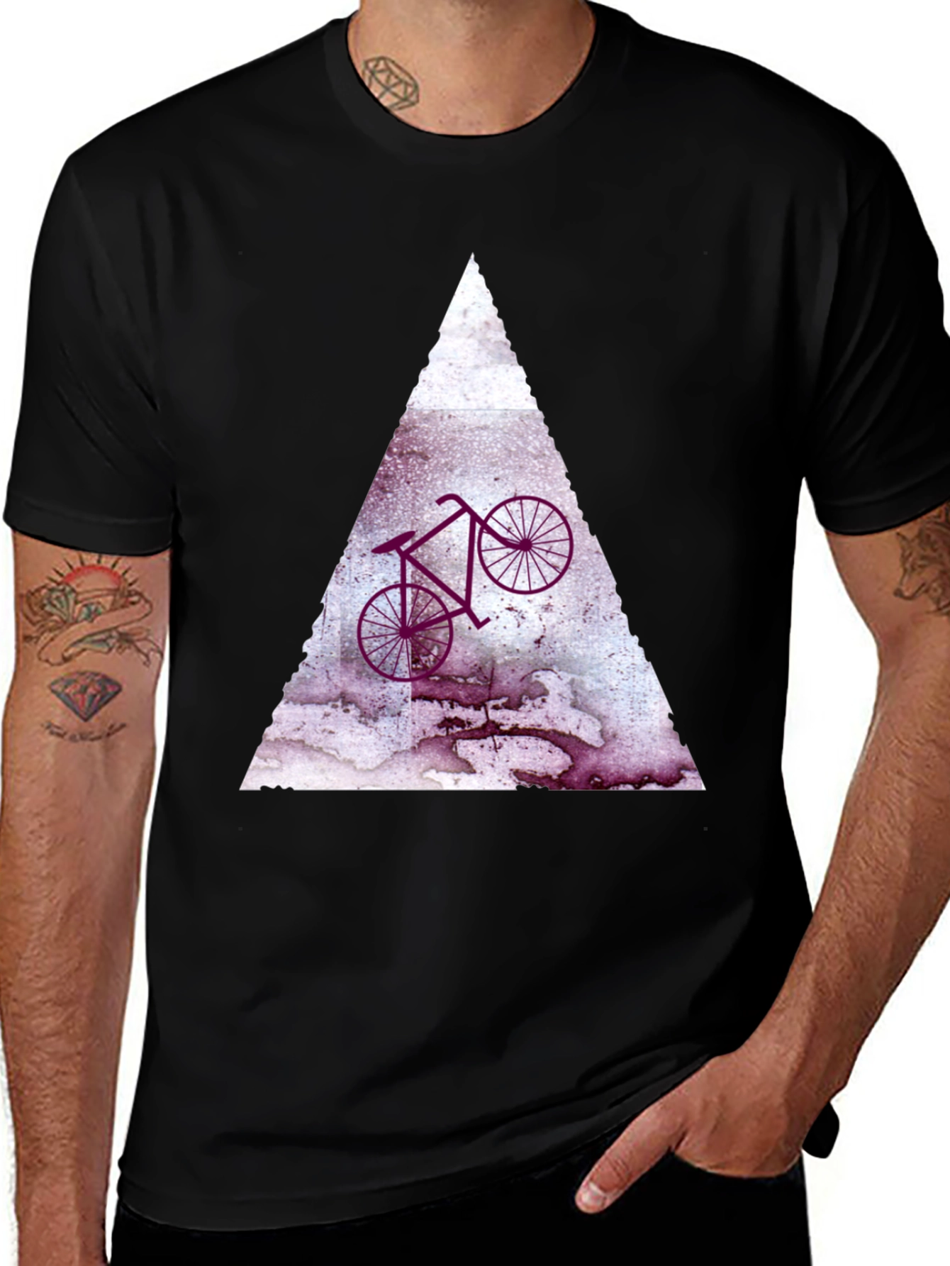 Variant 5 of Abstract Bike Graphic Tee - Black Cotton Blend Shirt