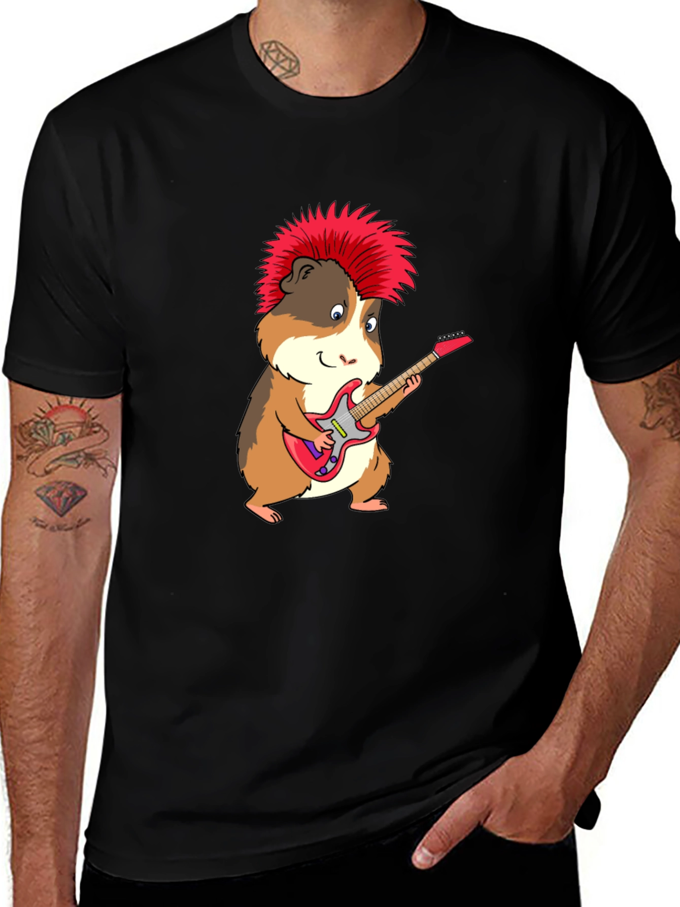 Variant 30 of Punk Rock Guinea Pig Guitarist Graphic T-Shirt