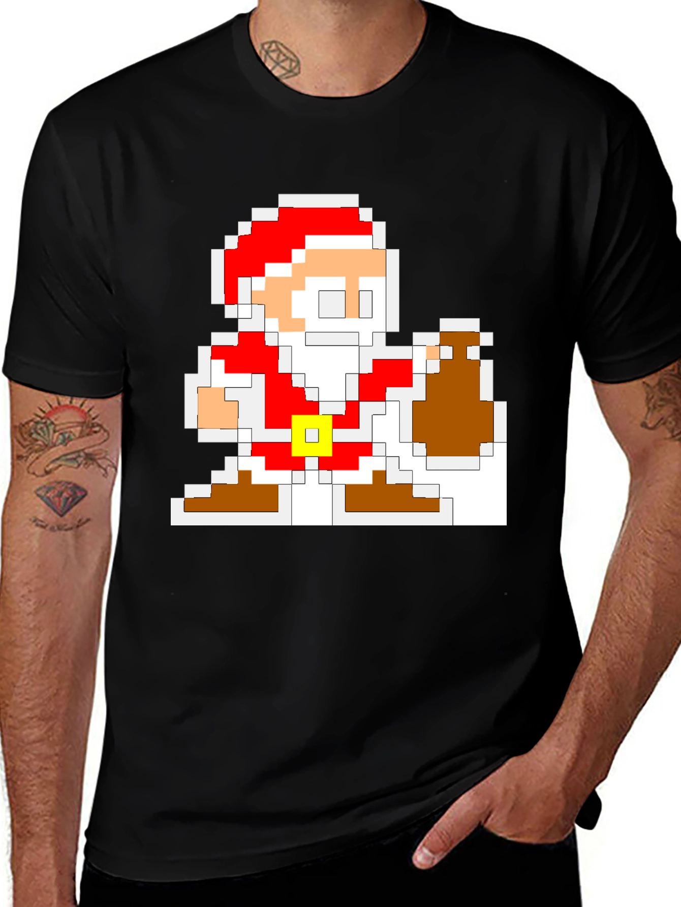 Variant 22 of Pixel Santa T-Shirt - Retro Holiday Style