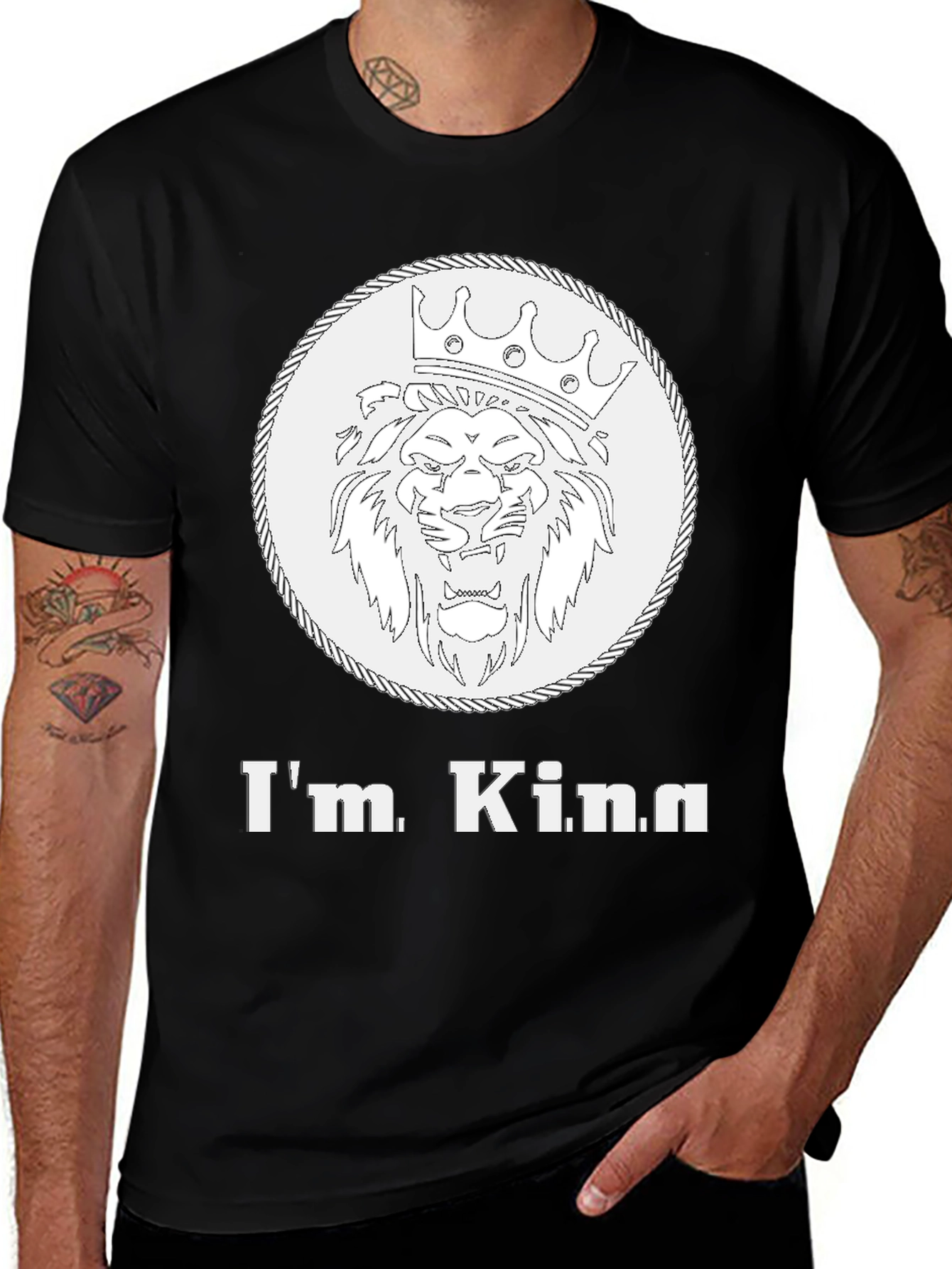 Variant 13 of I'm King Graphic Tee - Lion Crown Design, Mens Black T-Shirt