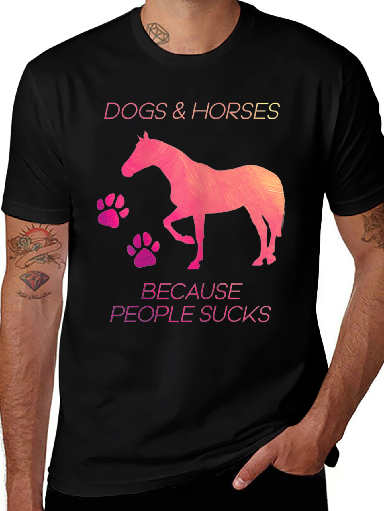 Variant 14 of Dogs & Horses Because People Suck T-Shirt