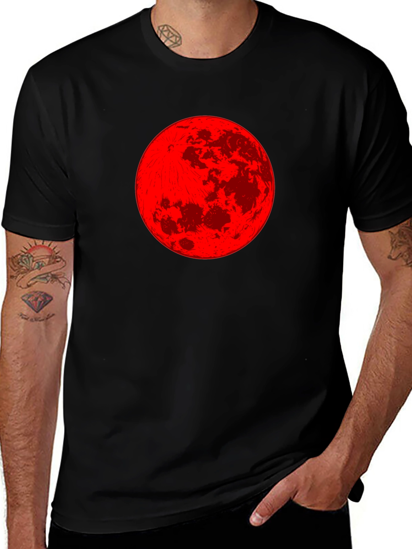Variant 19 of Red Moon Graphic Tee - Stylish Black T-Shirt