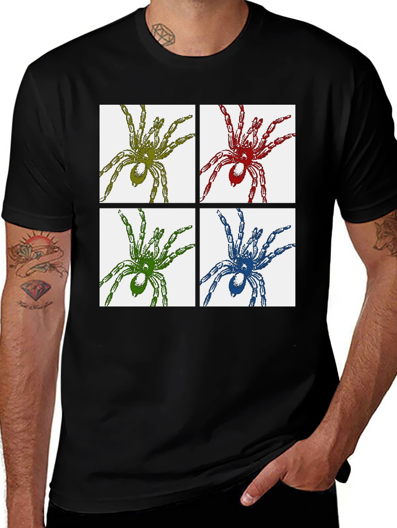 Variant 9 of Spider Graphic Print Black T-Shirt