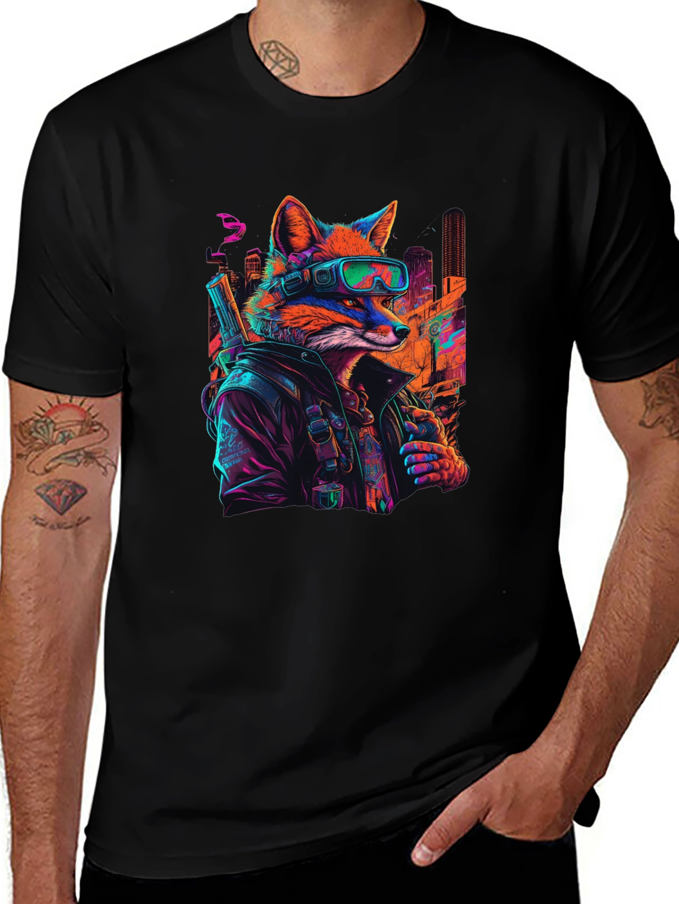 Variant 13 of Cyberpunk Fox Graphic T-Shirt