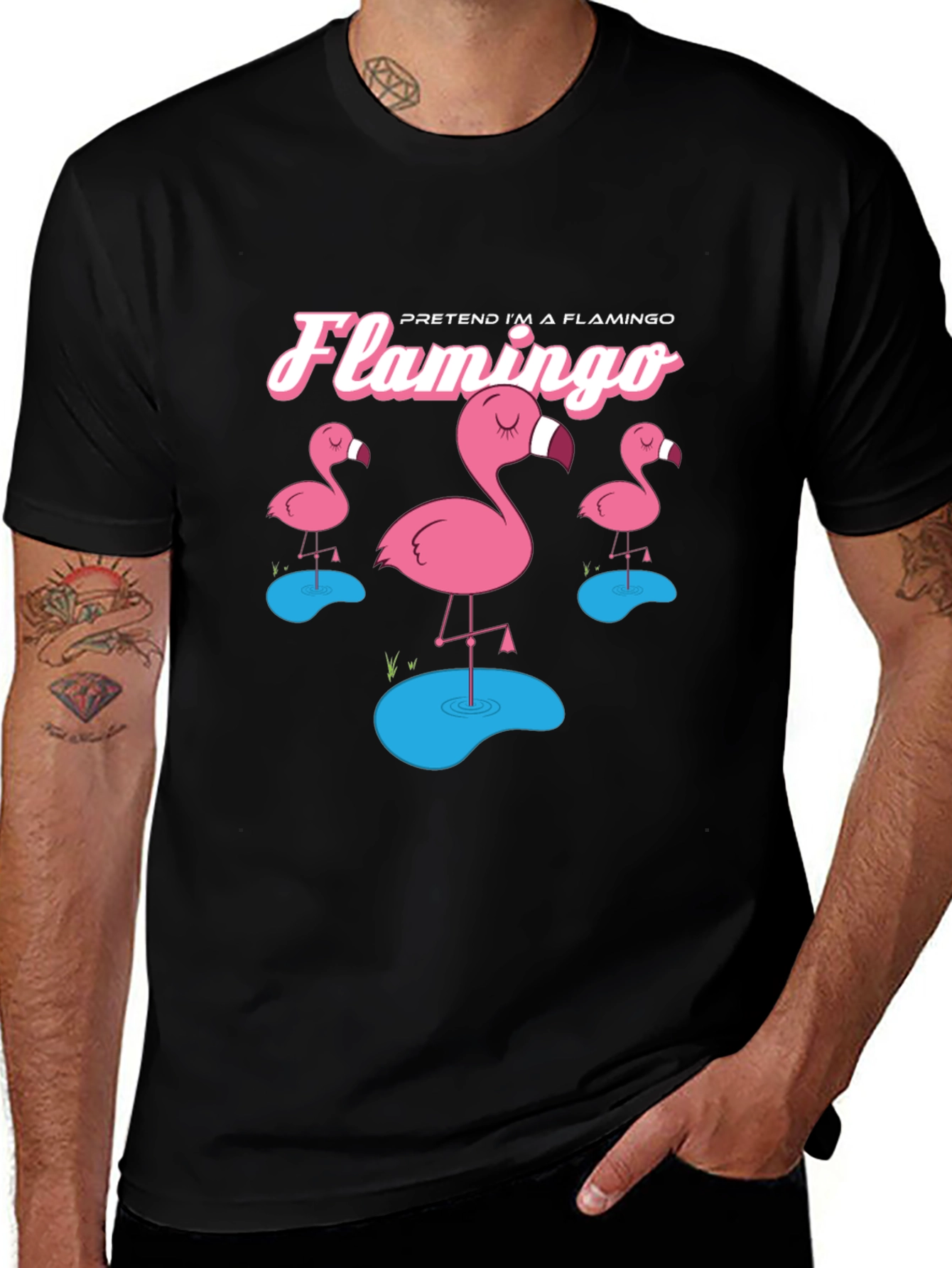 Variant 22 of Flamingo Graphic Tee - Pretend I'm A Flamingo T-Shirt