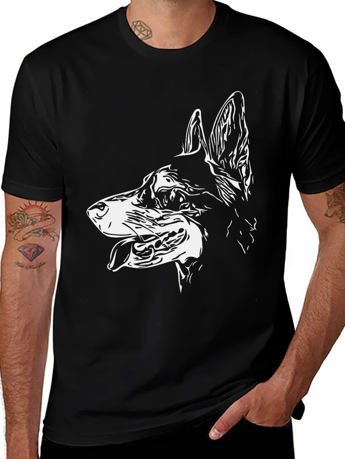 Variant 14 of Dog Graphic Print Black T-Shirt