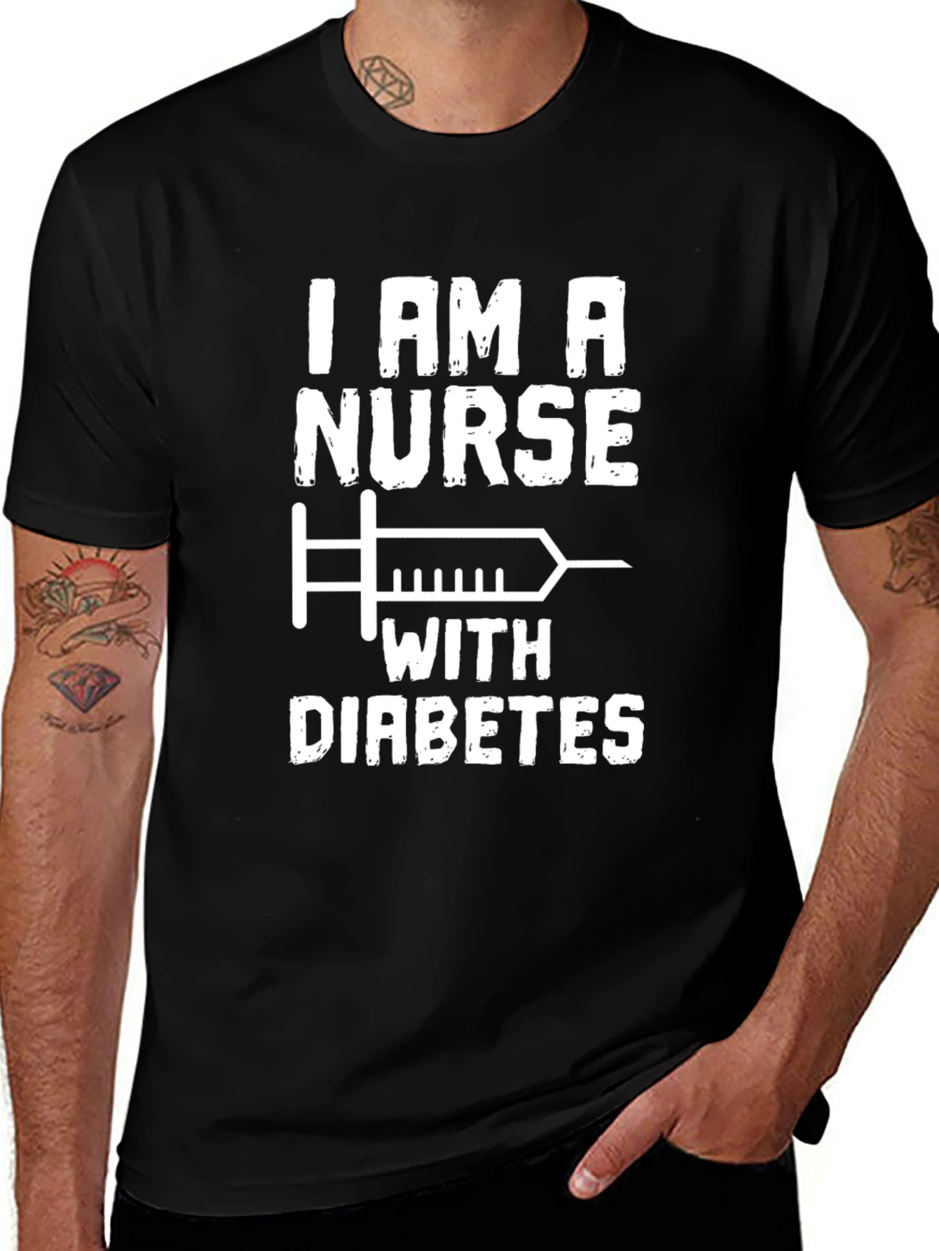 Variant 2 of I am a Nurse with Diabetes T-Shirt - Black
