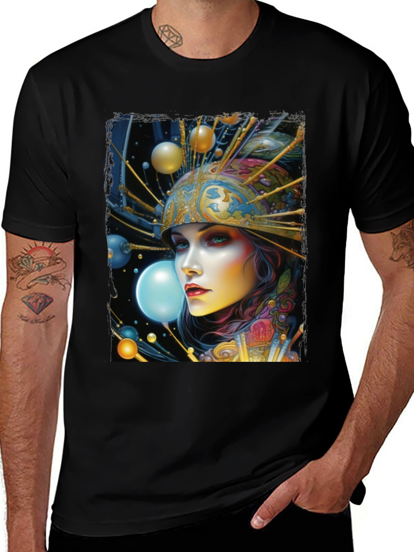 Variant 9 of Surreal Woman Graphic Tee - Black