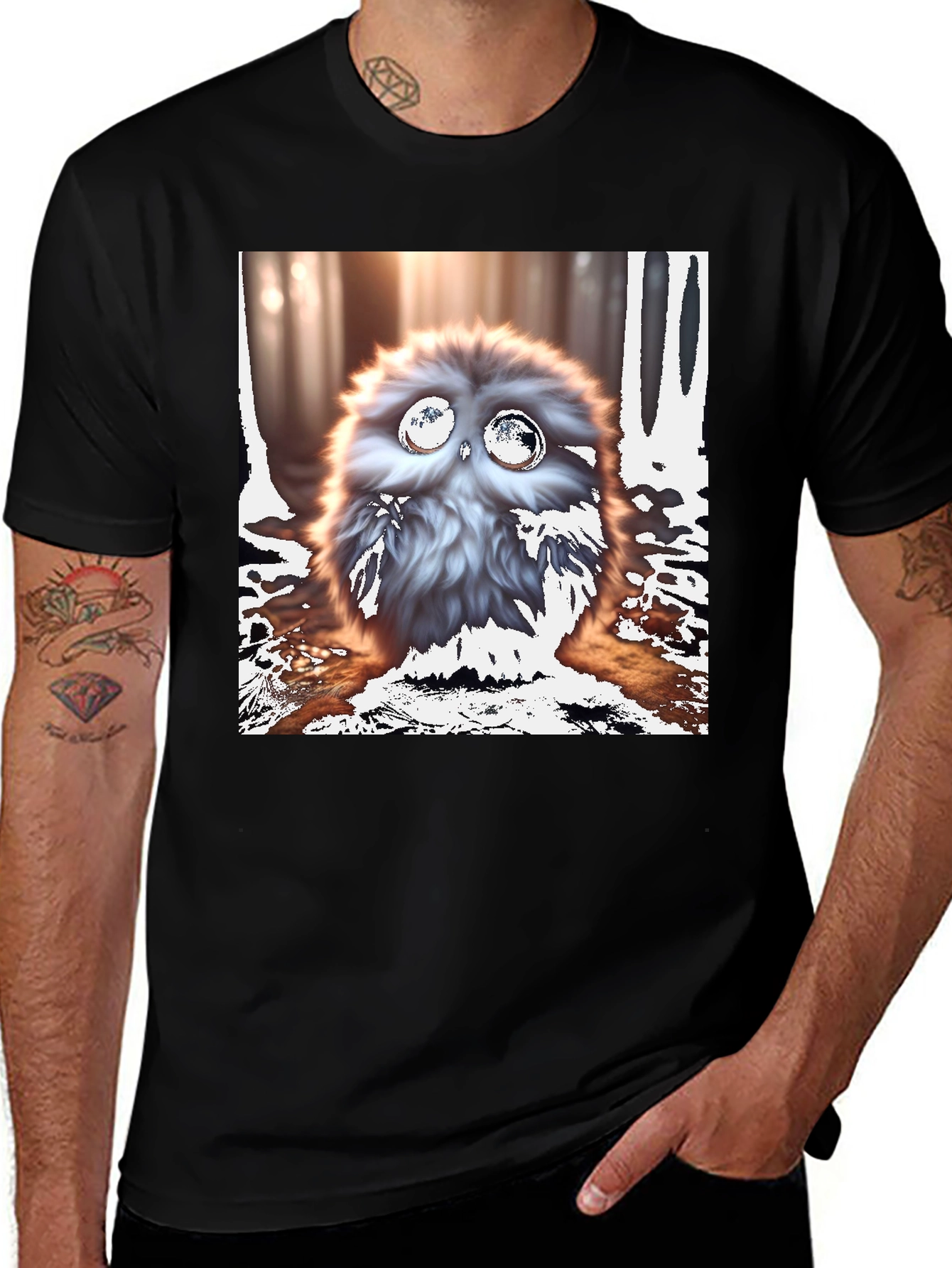 Variant 13 of Cute Owl Graphic Tee - Forest Creature Shirt