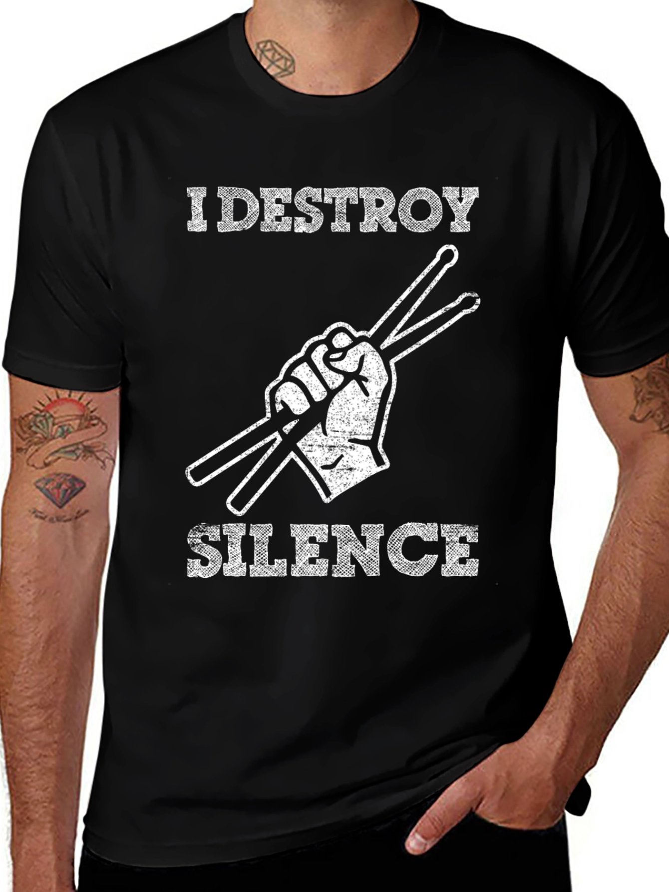 Variant 27 of I Destroy Silence T-Shirt - Drummer Tee