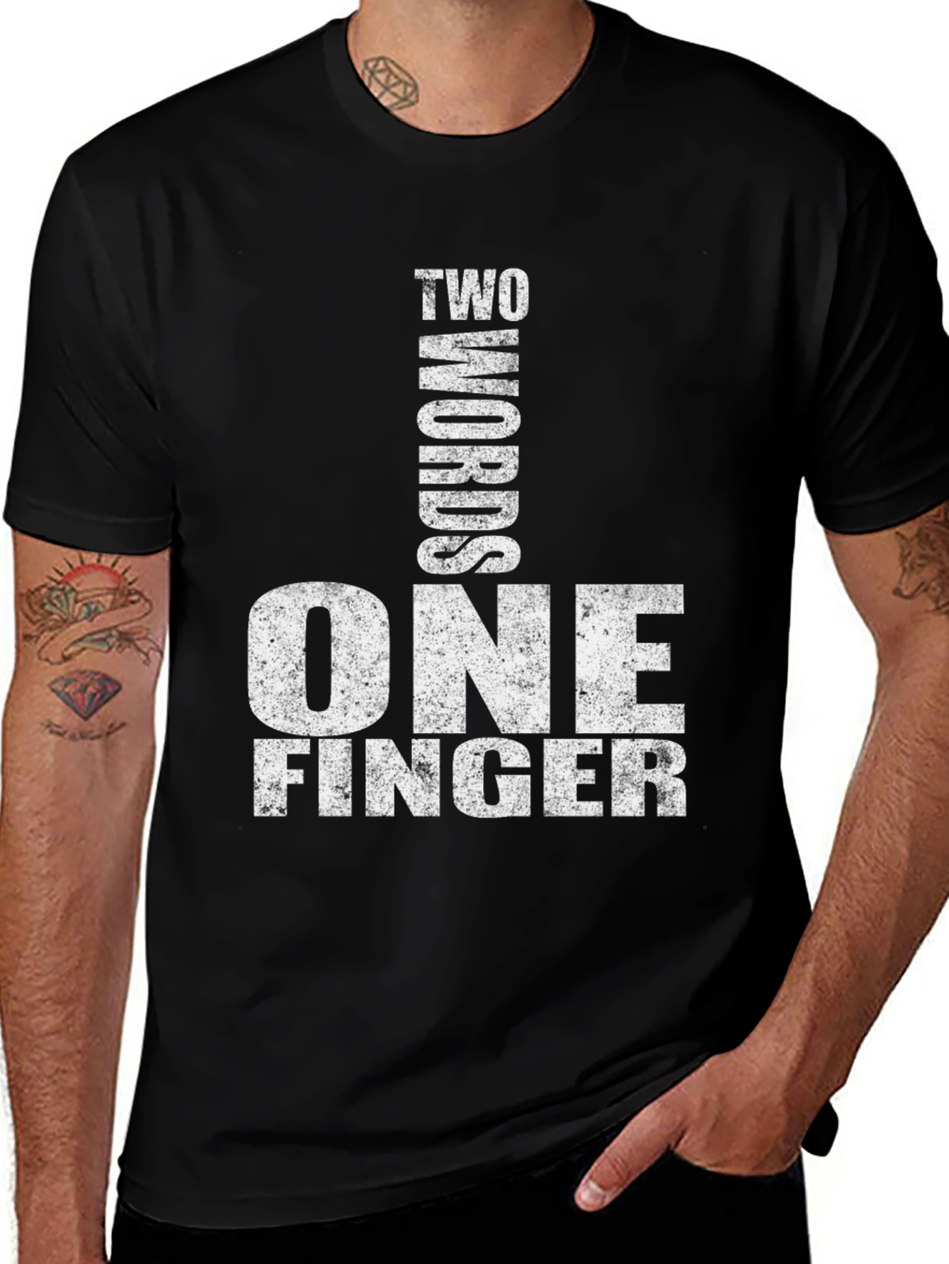 Variant 17 of Two Words One Finger T-Shirt - Funny Graphic Tee