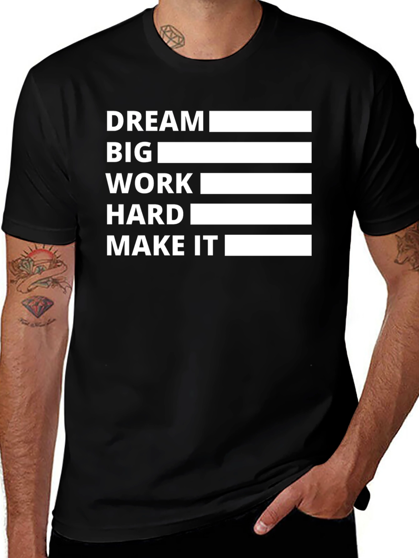 Variant 20 of Dream Big Work Hard T-Shirt - Motivational Black Tee