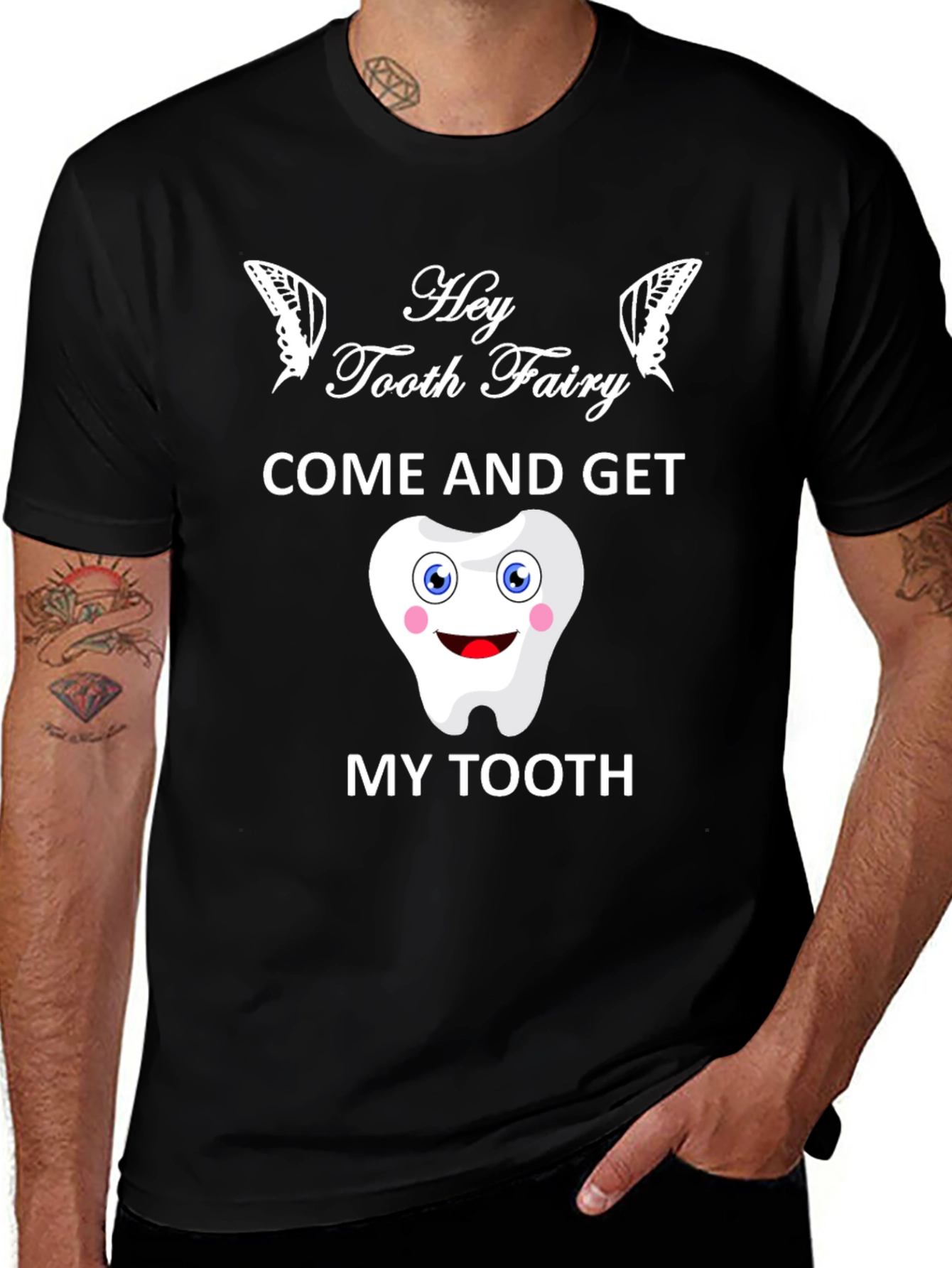 Black Hey Tooth Fairy T-Shirt, Funny Dental Gift main image