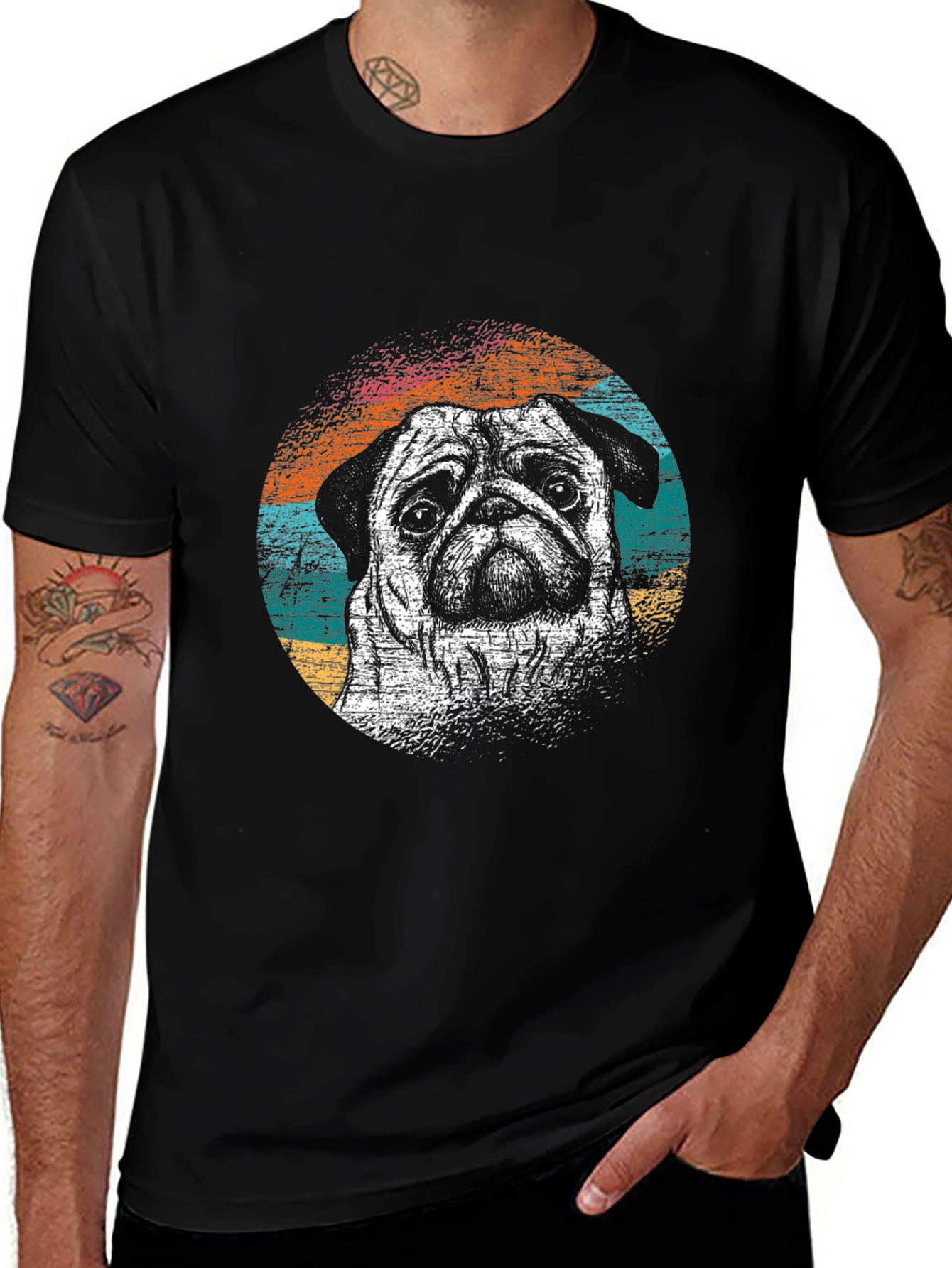 Variant 26 of Pug Portrait Graphic Tee - Retro Style
