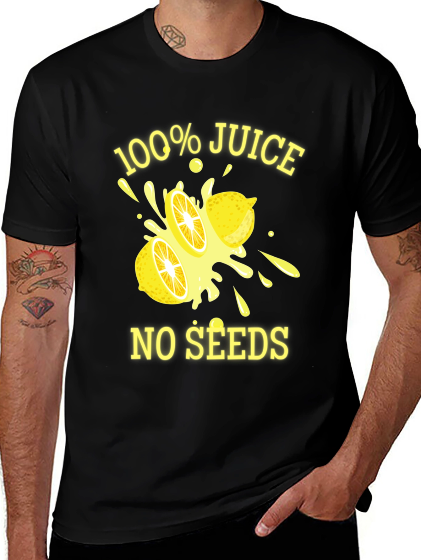 Black 100% Juice No Seeds T-Shirt - Black Graphic Tee main image