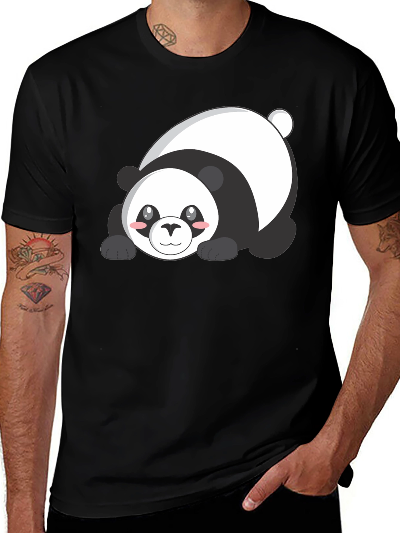Variant 26 of Cute Panda Graphic Black T-Shirt