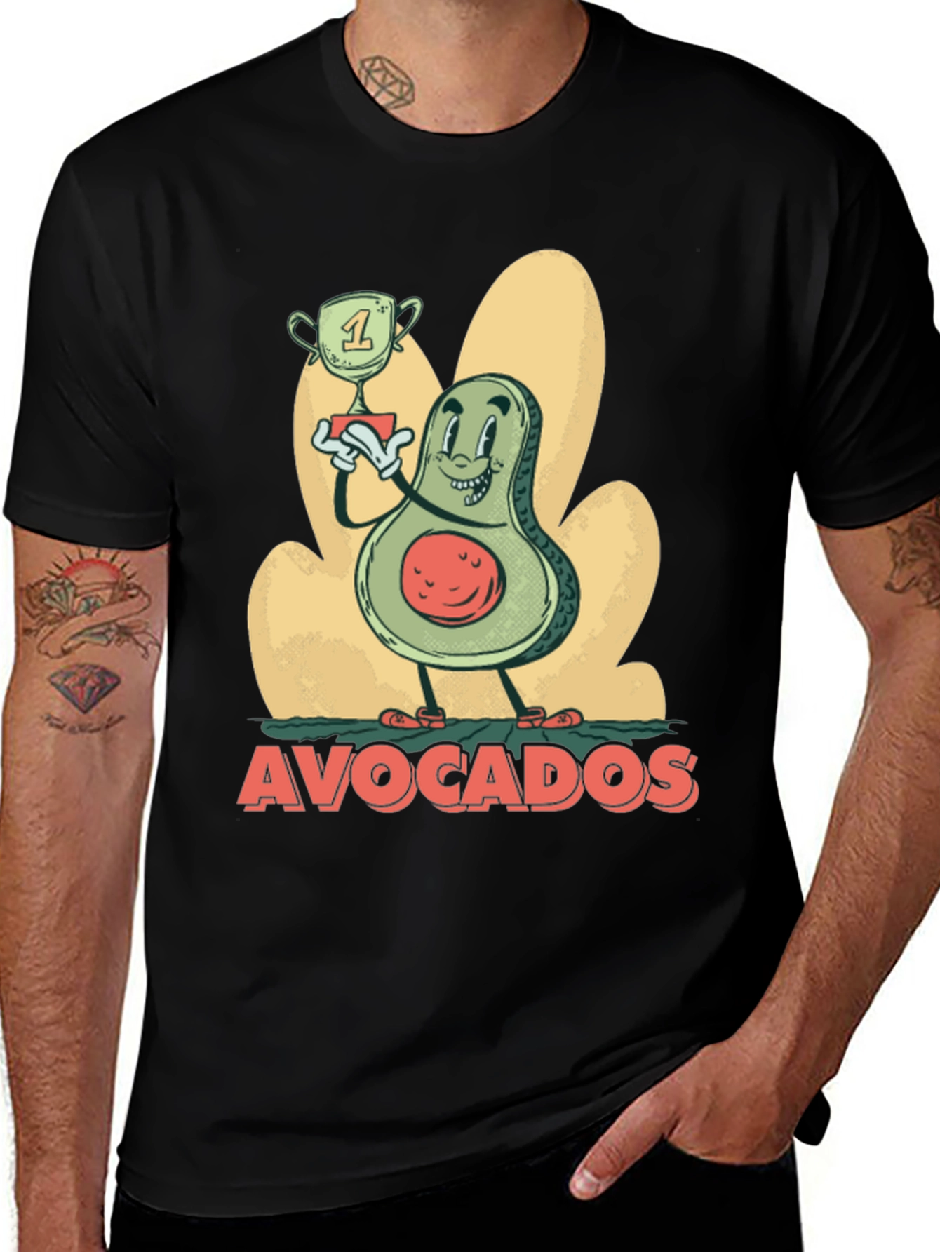 Variant 25 of Funny Avocado Champion Black T-Shirt