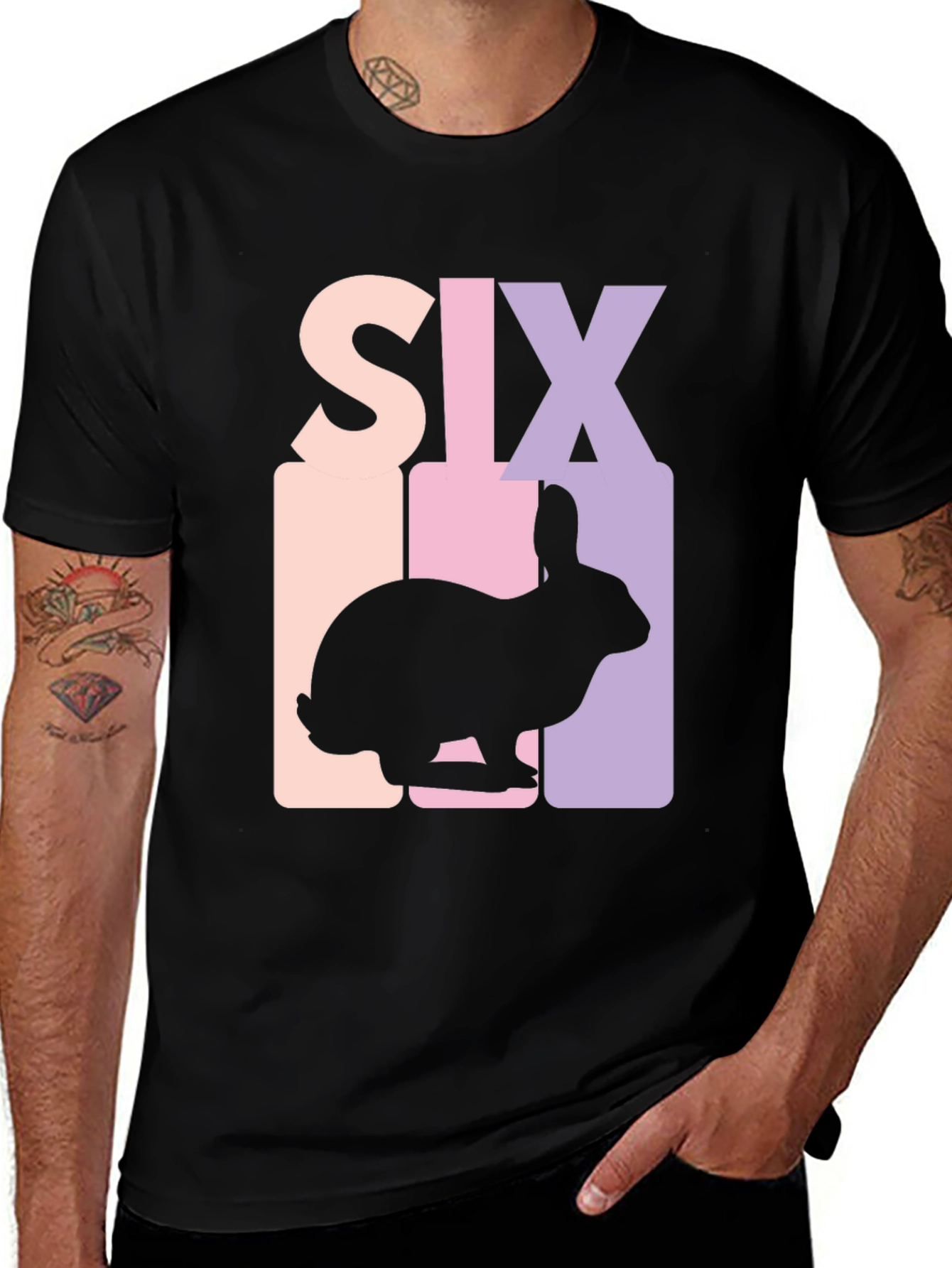 Variant 26 of Six Rabbit Graphic Tee - Black Cotton Blend