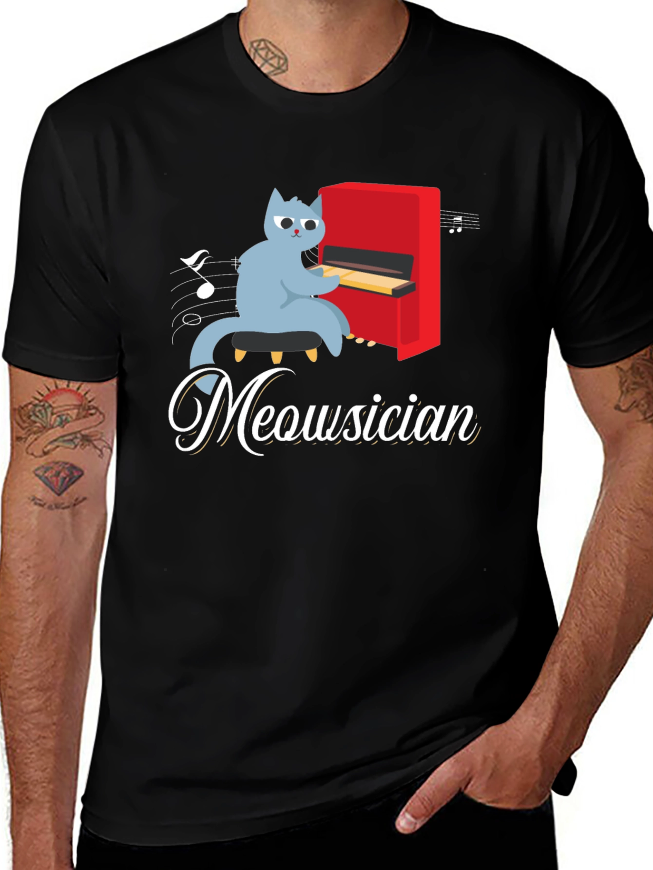 Variant 19 of Meowsician Cat Playing Piano T-Shirt