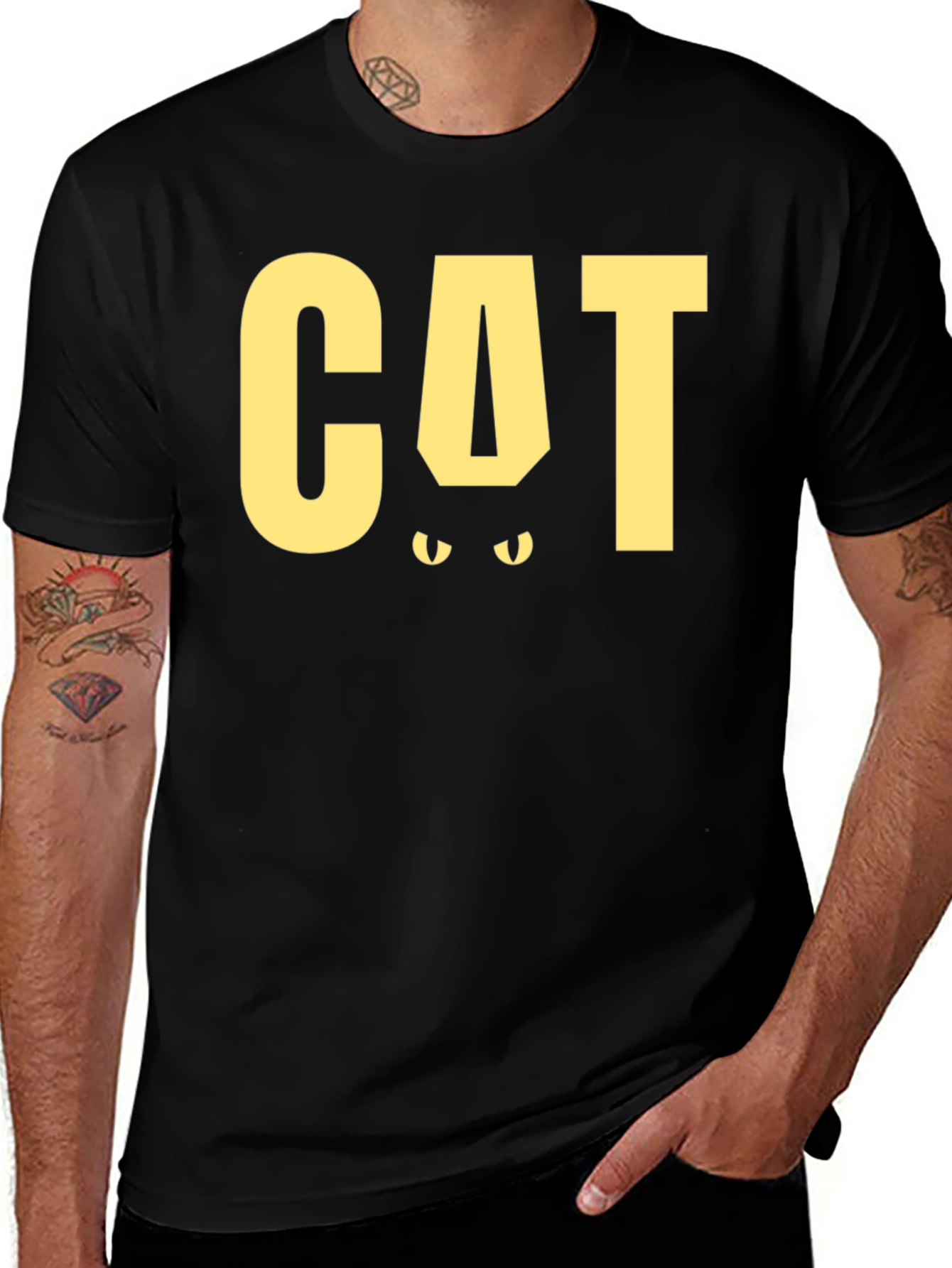 Variant 10 of CAT Funny Graphic T-Shirt - Black Tee