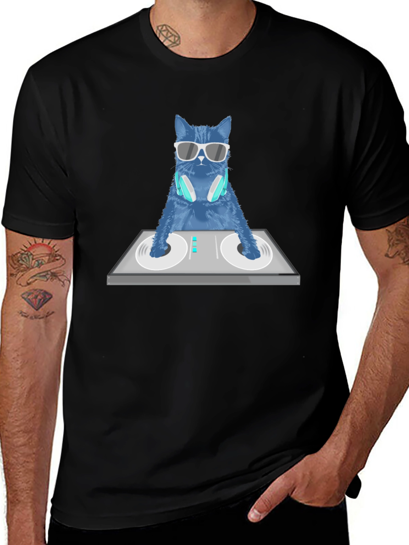 Variant 19 of DJ Cat Graphic T-Shirt - Cool Cotton Tee