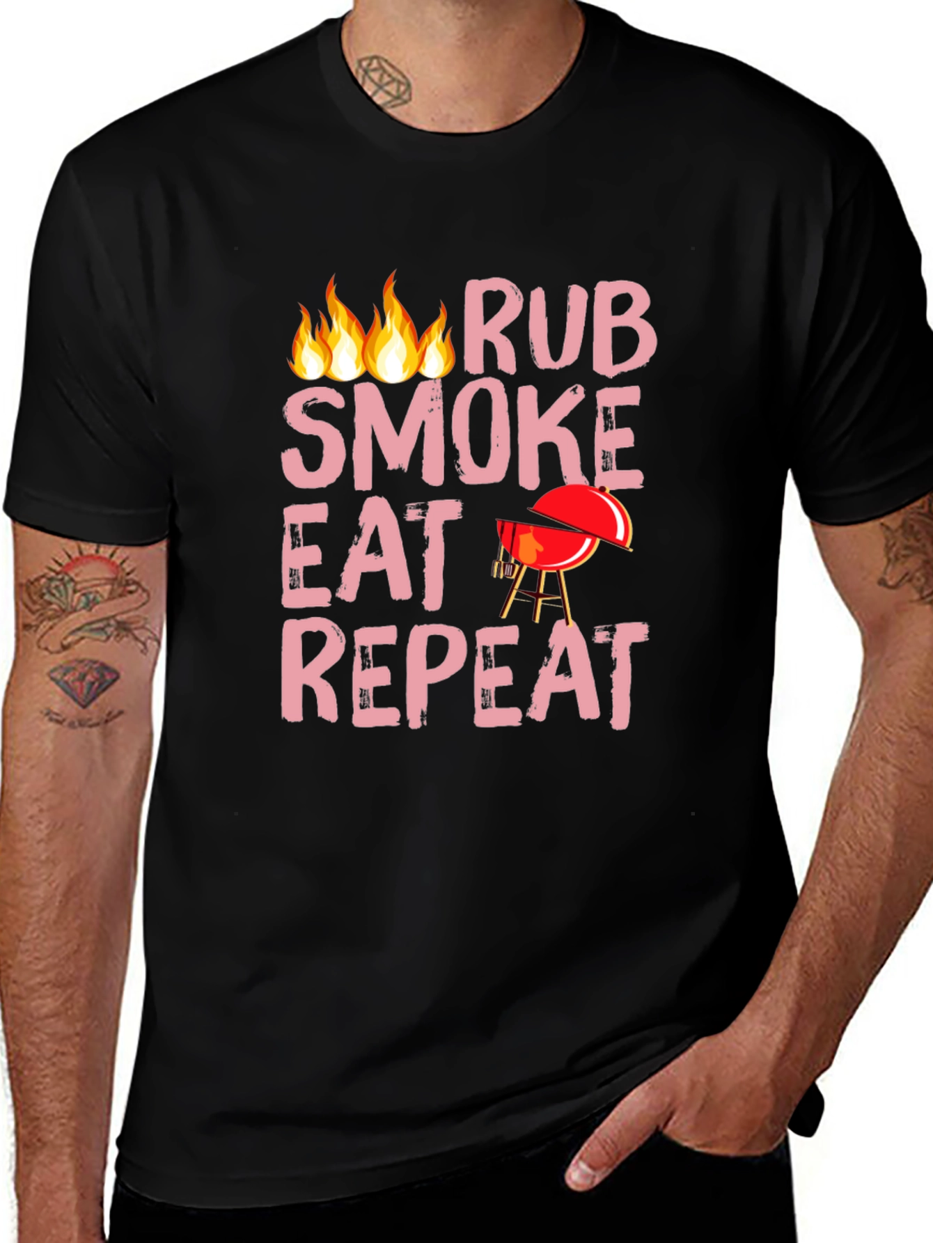 BBQ Rub Smoke Eat Repeat Black T-Shirt