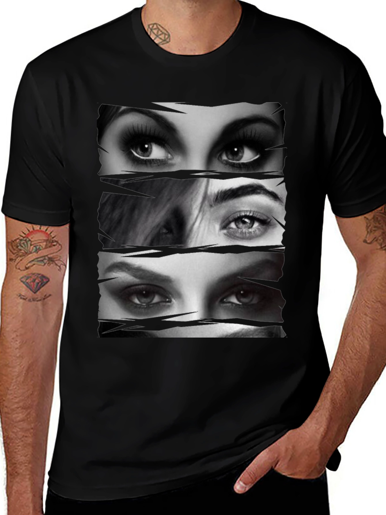 Variant 30 of Eye See You Graphic Tee - Stylish Black Cotton T-Shirt