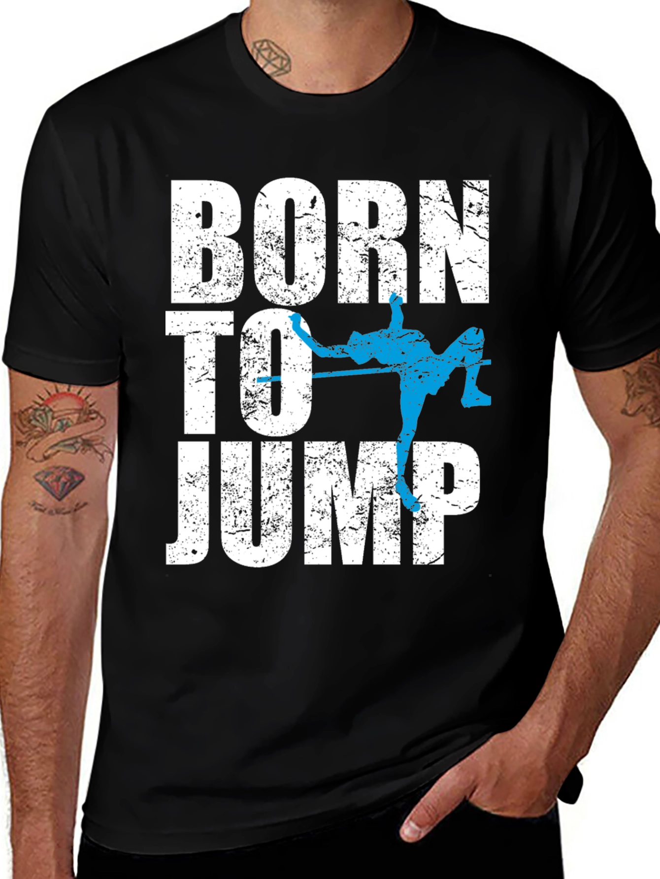 Variant 13 of Born To Jump Graphic Tee - High Jump Sports Shirt