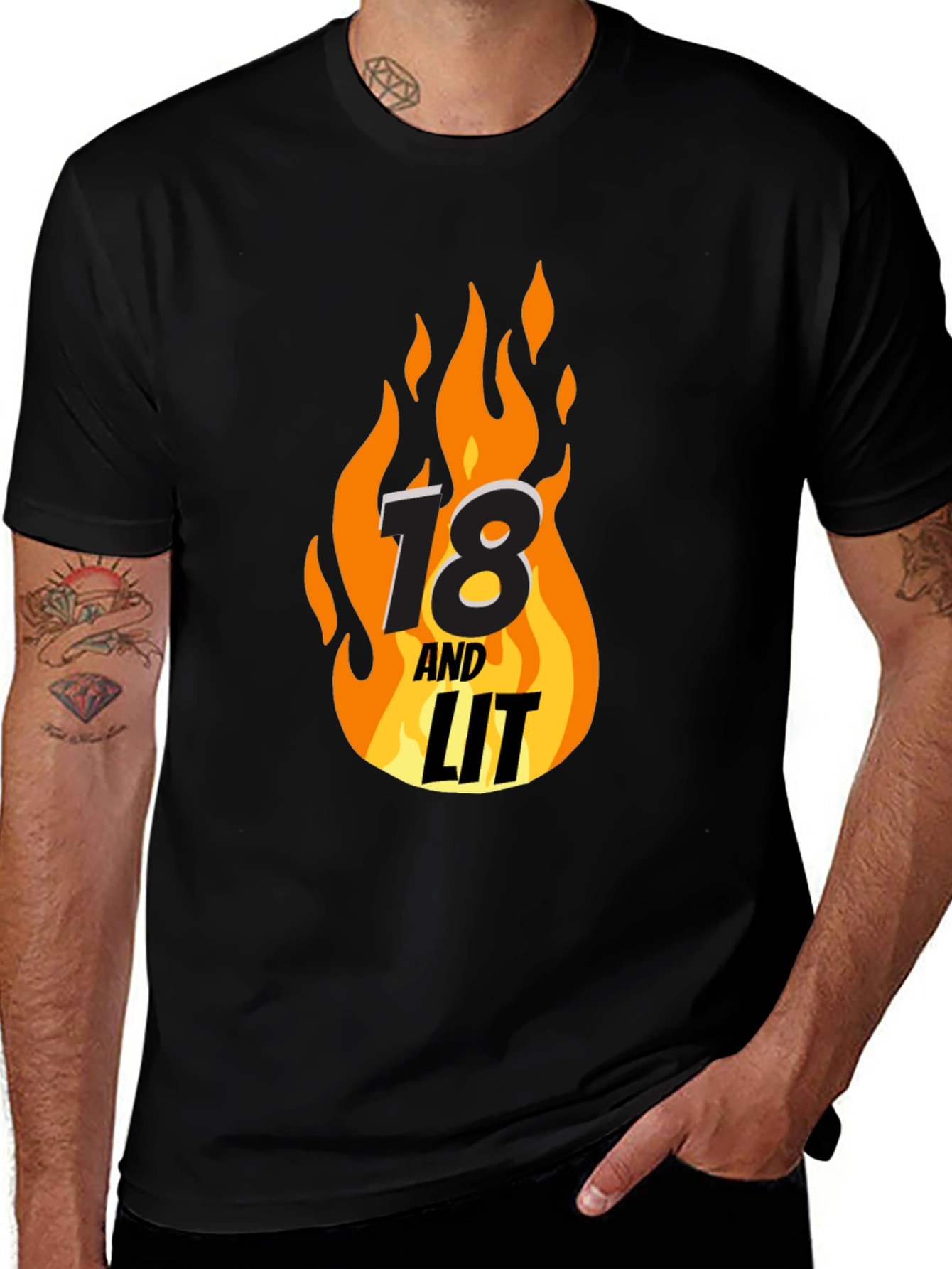 18 and Lit Birthday T-Shirt - Flame Design