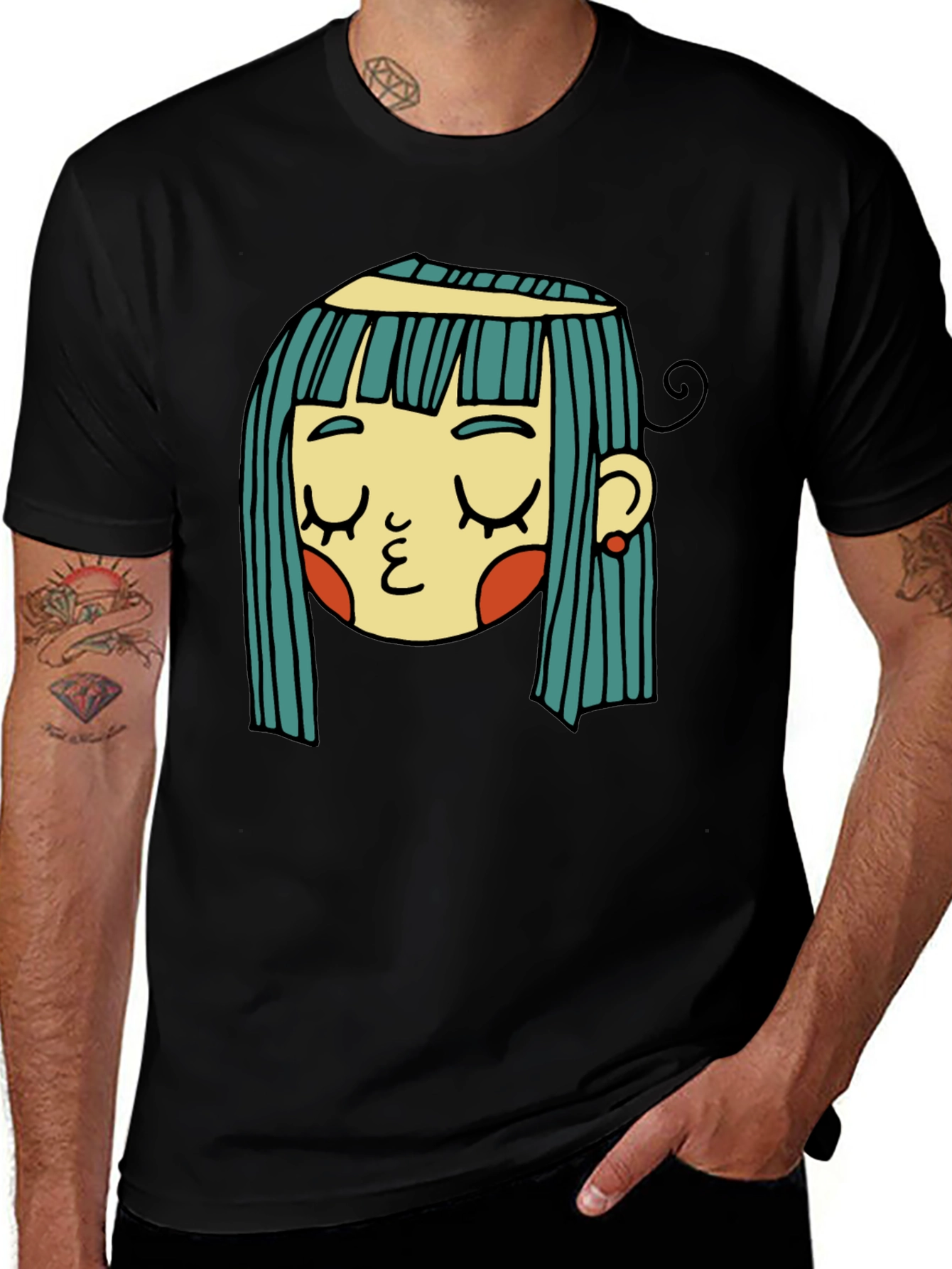 Black Whimsical Girl Graphic Tee - Unique Style main image