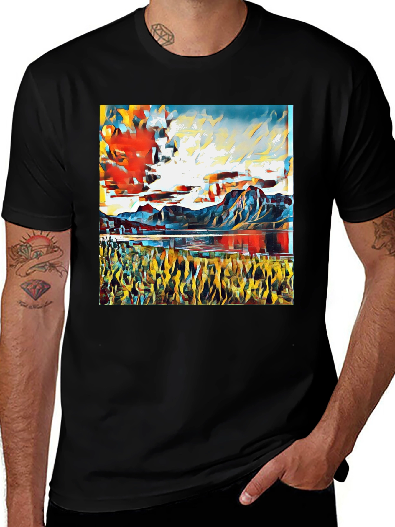 Variant 7 of Abstract Landscape Graphic Tee - Stylish Art Shirt