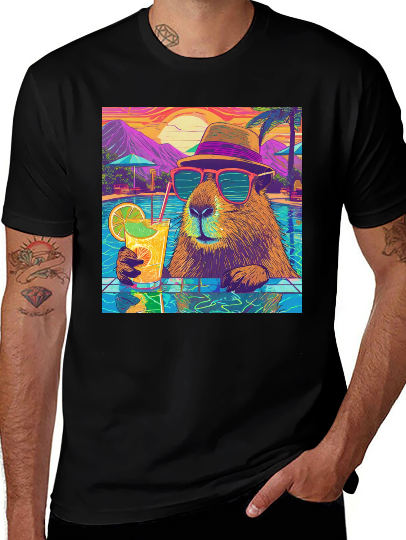 Variant 27 of Capybara Poolside T-Shirt - Summer Fun