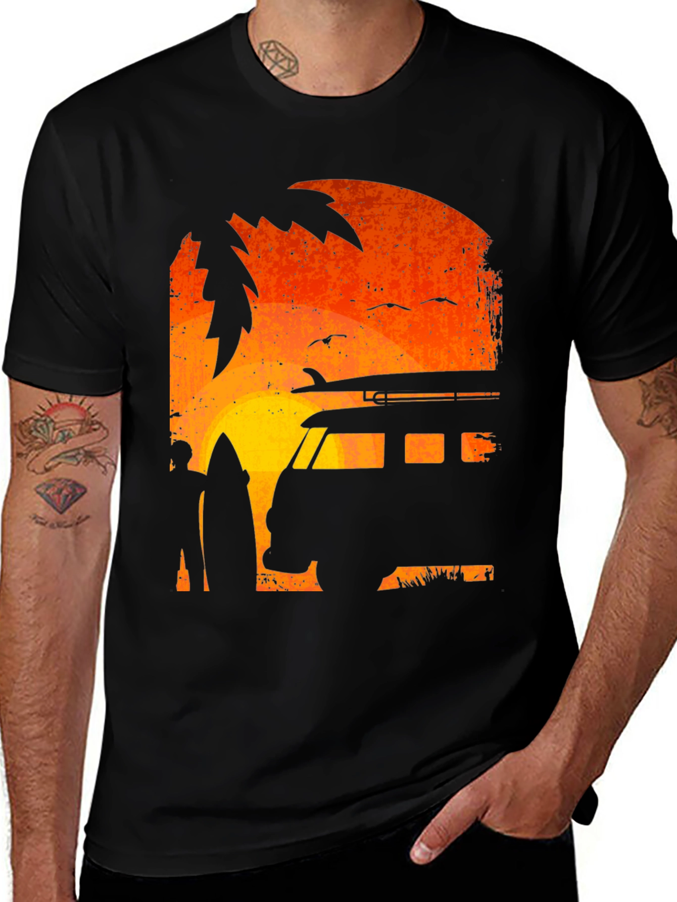Variant 25 of Sunset Surfer Van T-Shirt - Beach Vibes