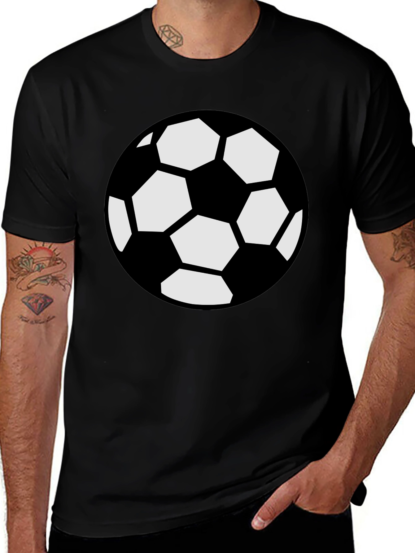 Variant 27 of Soccer Ball Graphic Black T-Shirt