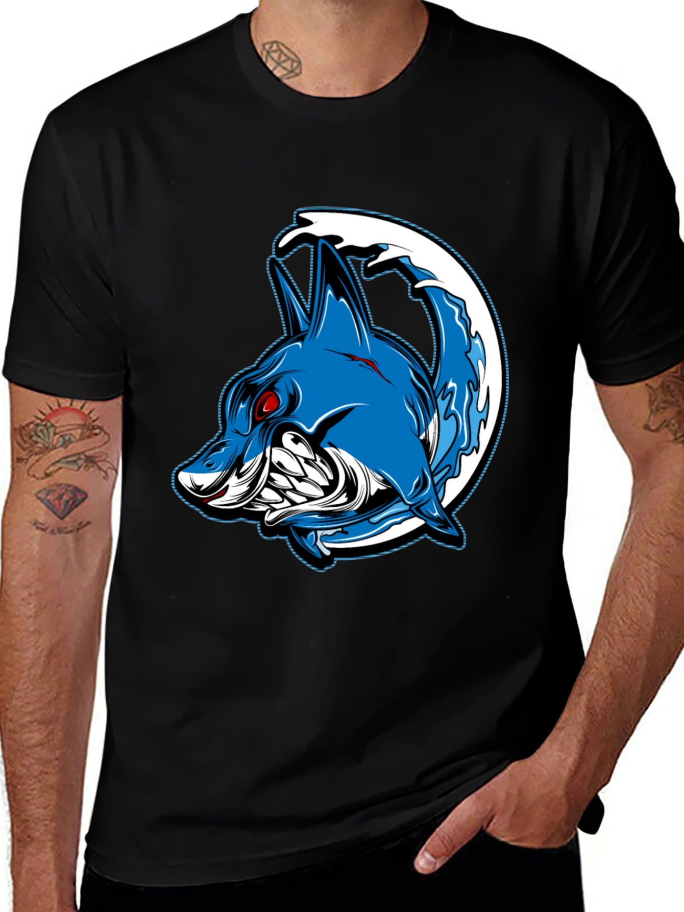 Variant 28 of Men's Black Shark Graphic T-Shirt